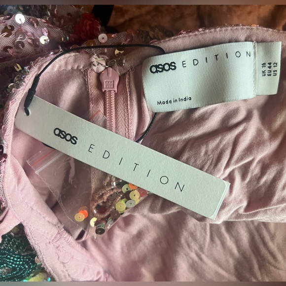 ASOS EDITION Pink Floral Embellished Cami Dress with Fringe - Picture 5 of 10